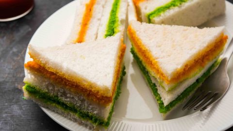 Tri-colour fish mini sandwich